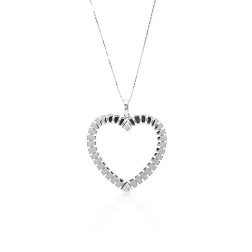 Pingente Allegro Coração G de Ouro Branco 18k com Diamante