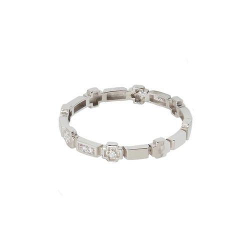 Anel Allegro Fino Cruz de Ouro Branco 18k com Diamantes