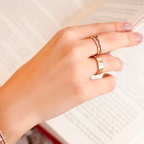 Anel Allegro Fino Cruz de Ouro Rosé 18k com Diamantes
