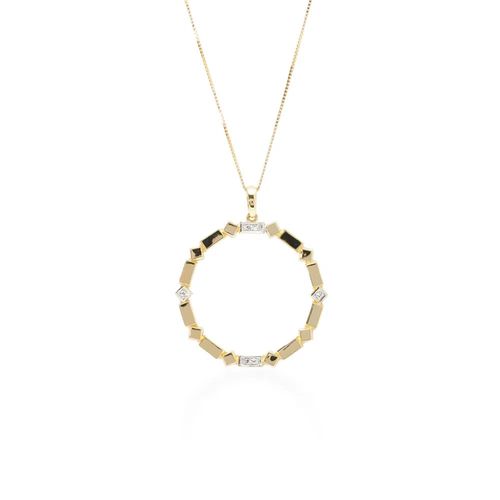 Pingente Allegro Círculo de Ouro 18k com Diamantes