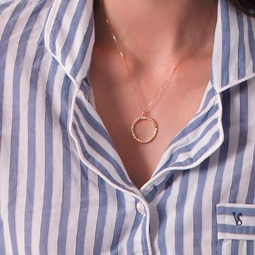 Pingente Allegro Círculo de Ouro 18k com Diamantes