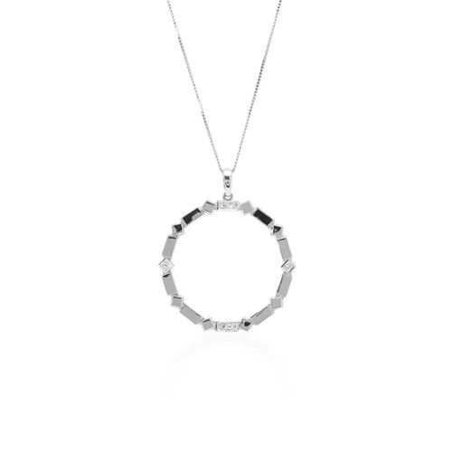 Pingente Allegro Círculo de Ouro Branco 18k com Diamantes