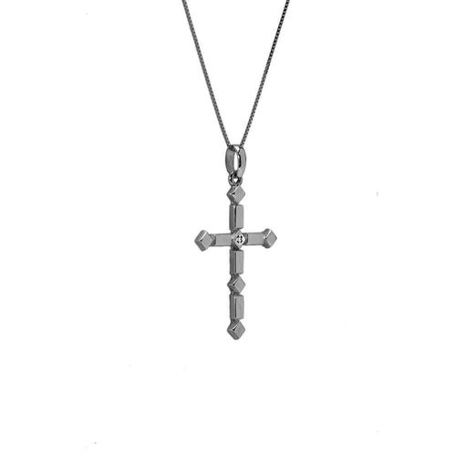 Pingente Allegro Cruz P de Ouro Negro 18k com Diamantes