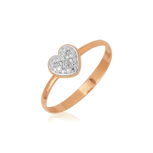 Anel de Coração Mini de Ouro Rosé 18k com Diamantes