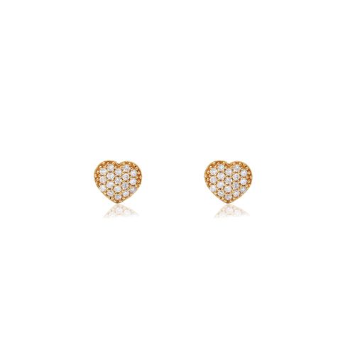 Brincos de Coração M de Ouro 18k com Diamantes