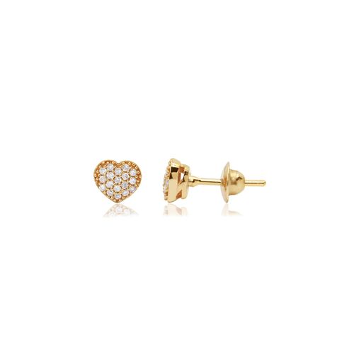 Brincos de Coração M de Ouro 18k com Diamantes