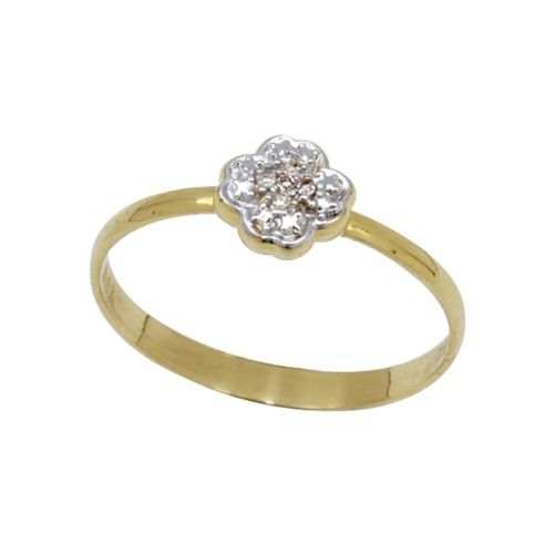 Anel Mini Trevo de Ouro 18k com Diamantes
