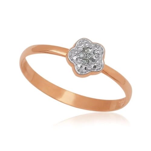Anel Flor de Ouro Rosé 18k com Diamantes