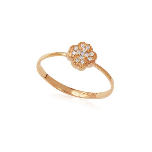 Anel Trevo de Ouro Rosé 18k com Diamantes