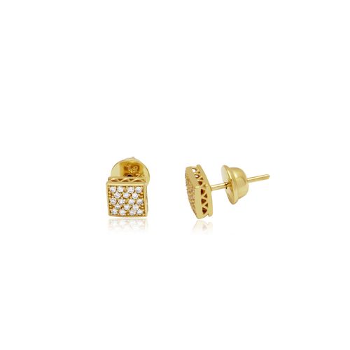 Brincos Quadrados de Ouro 18k com Diamantes