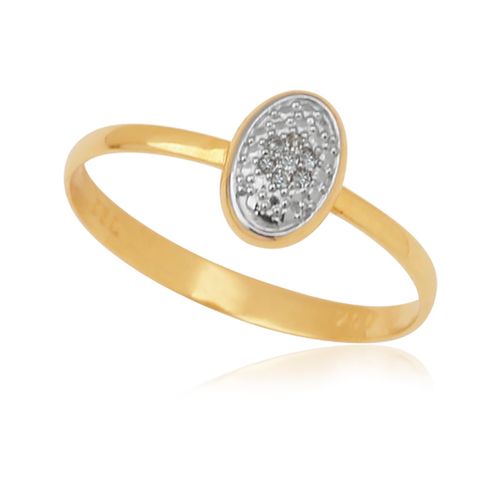 Anel Oval Mini de Ouro 18k com Diamantes