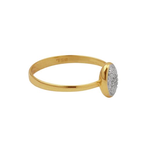 Anel Oval Mini de Ouro 18k com Diamantes
