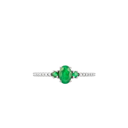 Anel Vert de Ouro 18k com Esmeraldas e Diamantes