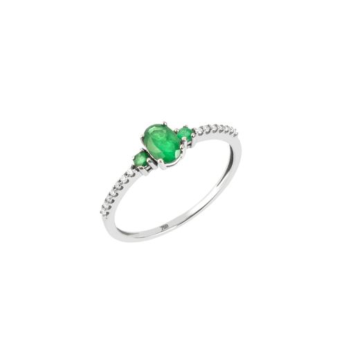 Anel Vert de Ouro 18k com Esmeraldas e Diamantes