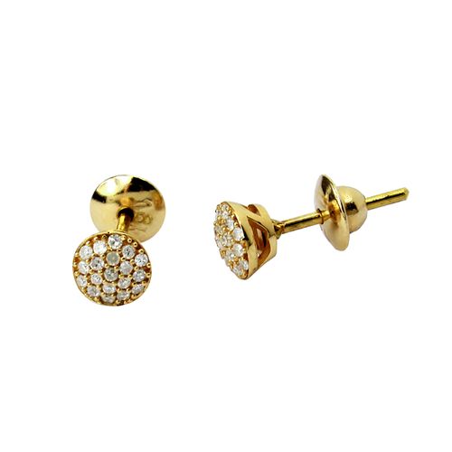 Brincos Pavê Redondo de Ouro 18k com Diamantes