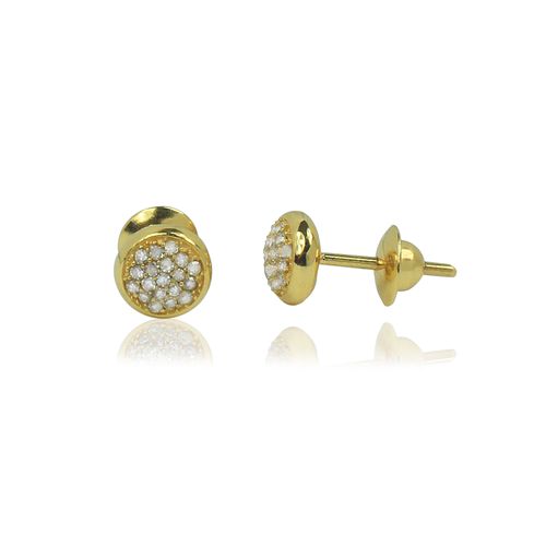 Brincos Pavê Redondos de Ouro 18k com Diamantes