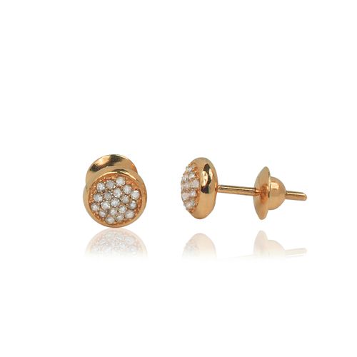 Brincos Pavê Redondos de Ouro Rosé 18k com Diamantes