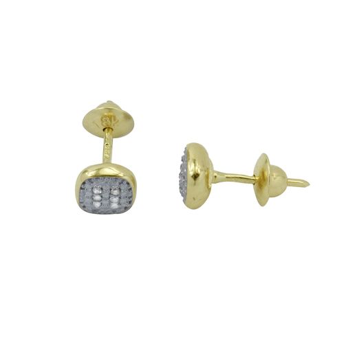Brincos Quadrados Mini de Ouro 18k com Diamantes