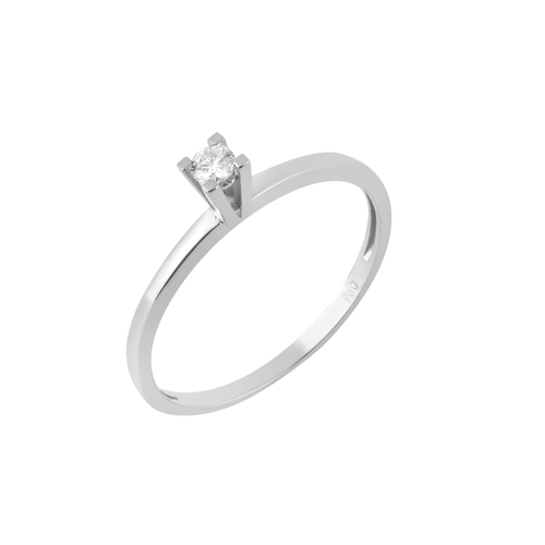 Anel Solitário de Ouro Branco 18k com diamante de 20 Pontos