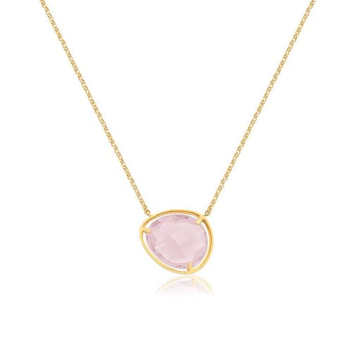 Colar Sunset Gota G em Ouro 18k com Quartzo Rosa