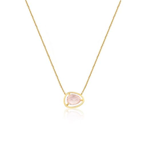 Colar Sunset Gota P  em Ouro 18k com Quartzo Rosa