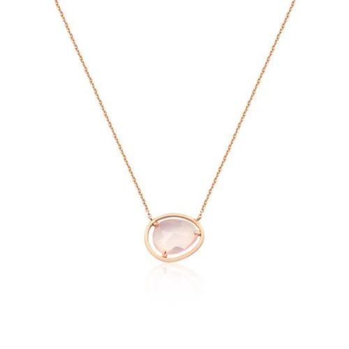 Colar Sunset Gota M em Ouro 18k com Quartzo Rosa