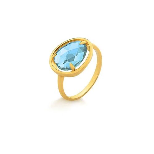 Anel Sunset Gota M em Ouro 18k com Topázio Sky