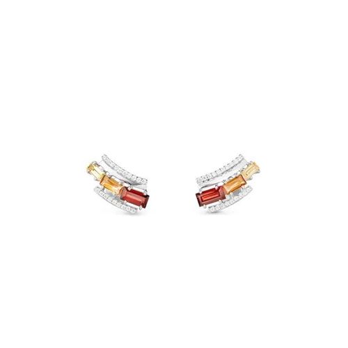 Brincos Cuff Íris com Pedras Brasileiras (Citrino e Granada) e Diamantes