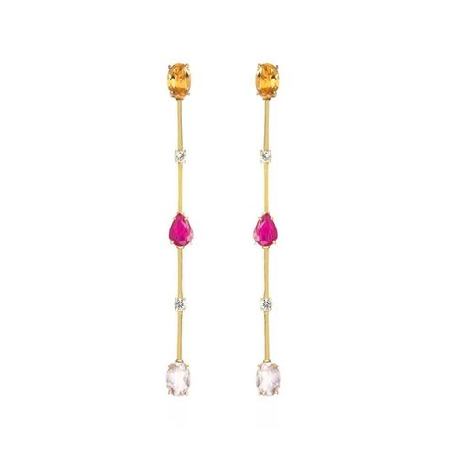Brincos Íris em Ouro 18k com Pedras Brasileiras e Diamantes (SOB ENCOMENDA)