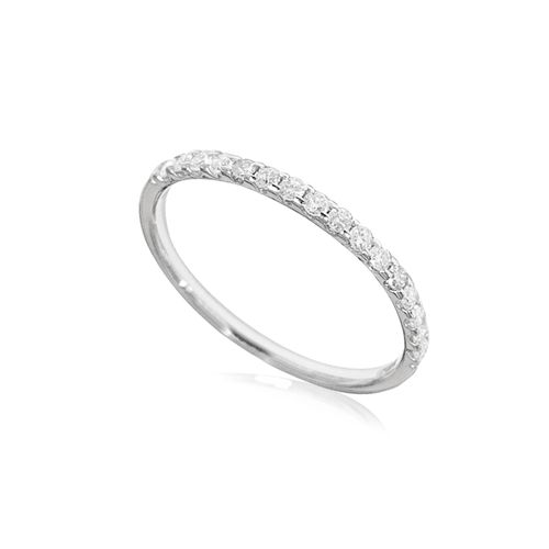 Anel Meia Aliança Marry Me de Ouro Branco 18k com Diamantes