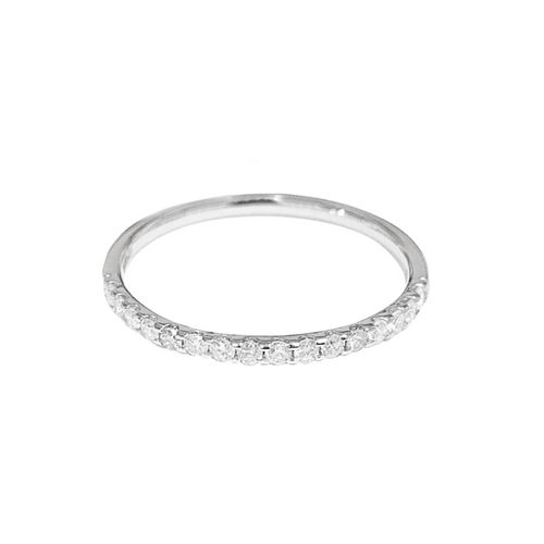 Anel Meia Aliança Marry Me de Ouro Branco 18k com Diamantes