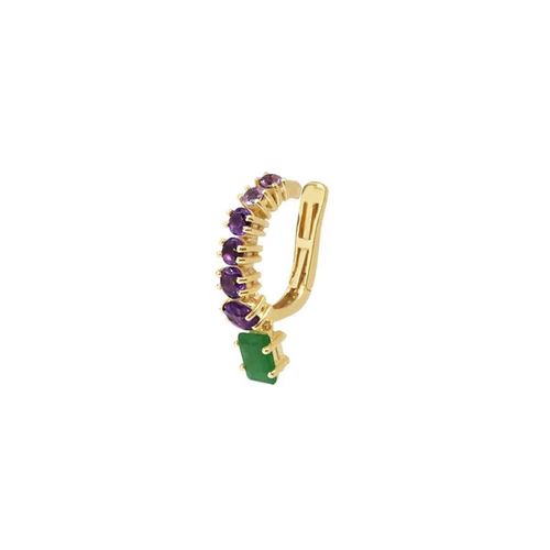Brinco Cuff Púrpura em Ouro 18k com Ametistas e Quartzito Verde