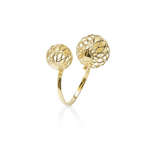 Anel Celebrare de Ouro 18k com 2 Esferas