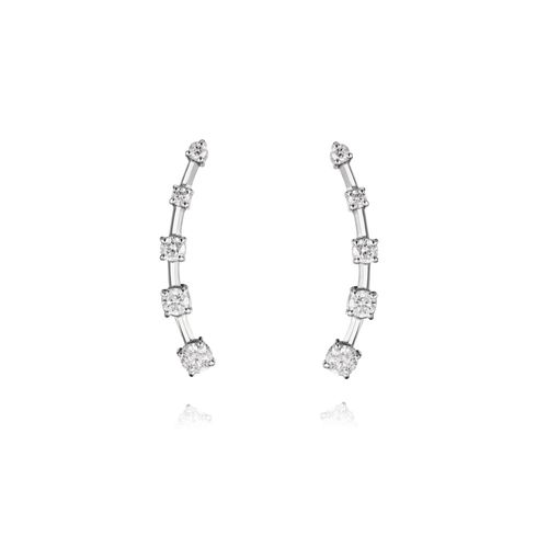 Brincos Bright ear cuff de Ouro branco 18k com diamantes