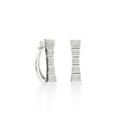Brincos Annunciata Luce Argola Reta de Ouro Amarelo 18k com Diamantes