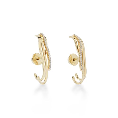 Brincos Pavê Casual G em Ouro Amarelo 18k com Diamantes