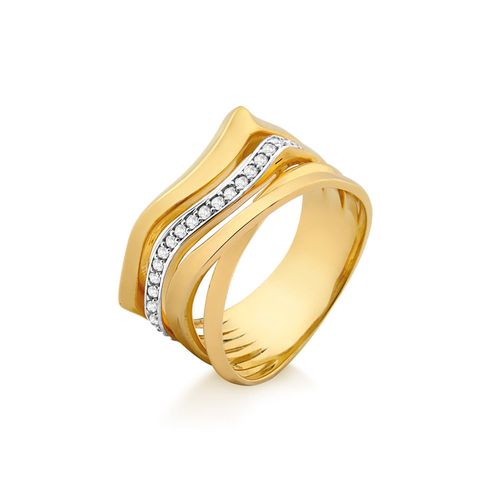 Anel Equilíbrio G em Ouro Amarelo 18k e Diamantes