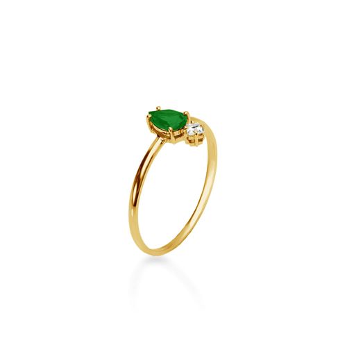 Anel Cuore Della Luce de Ouro Amarelo 18k com quartzito verde e topázio branco