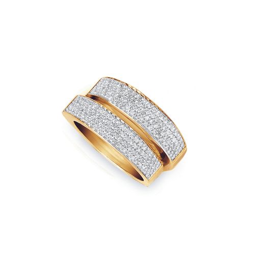 Anel Eterna Pavê Duplo G de Ouro Amarelo 18k com Diamantes