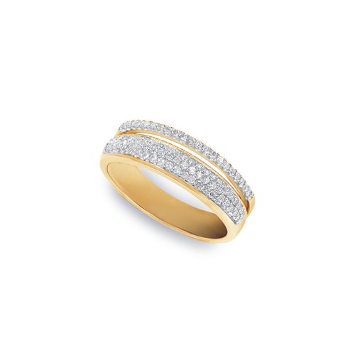 Anel Eterna Pavê Duplo P em Ouro Amarelo 18k com Diamantes