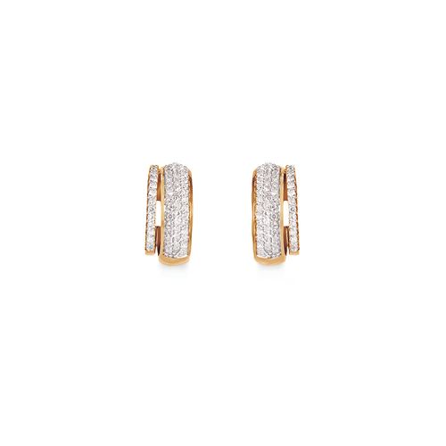 Brincos Eterna Pavê Meia Argola em Ouro Amarelo 18k com Diamantes
