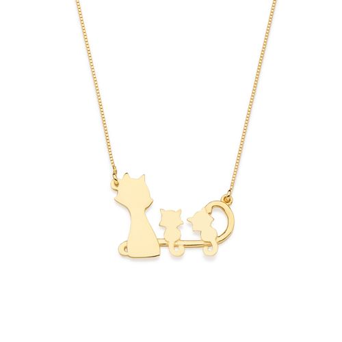 Colar Filhotes 3 Gatinhos em Ouro Amarelo 18k