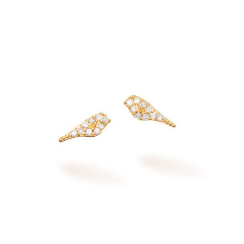 Brincos Filhotes Pássaro mini em Ouro Amarelo 18k com diamantes