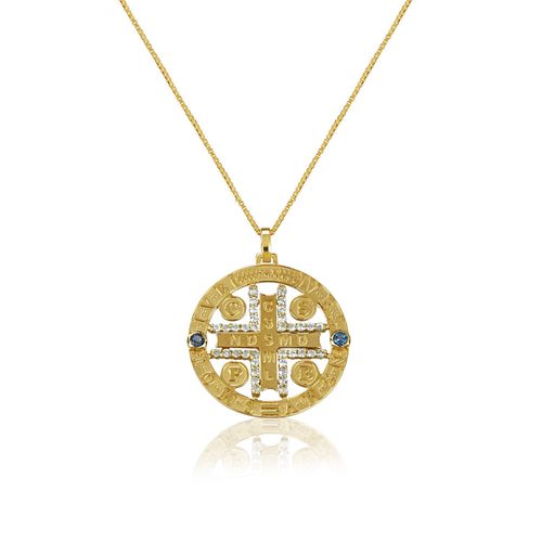 Pingente Royal São Bento em Ouro Amarelo 18k com Topázios