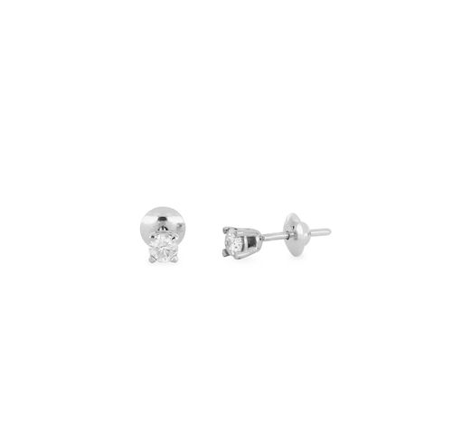 Brincos Solitário de Ouro Amarelo 18k com Diamante de 15 Pontos