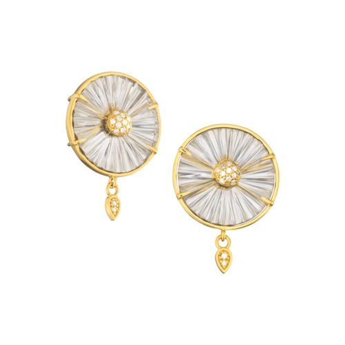 Brincos Shibu em Ouro Amarelo 18k com Quartzo Fumê e Diamantes
