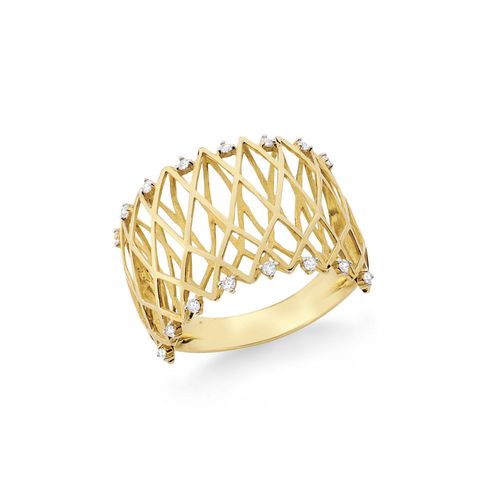 Anel Lapa com Diamantes em Ouro Amarelo 18k