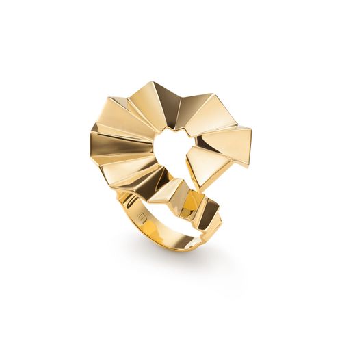Anel Fuan P em Ouro Amarelo 18k