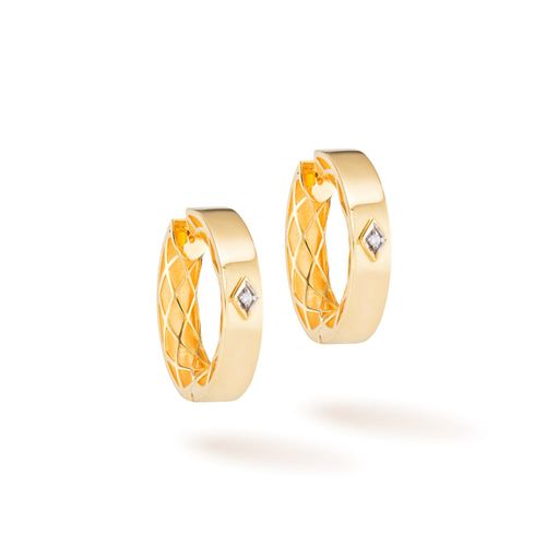 Brincos Argola Inove Lisa em Ouro 18k com Diamantes