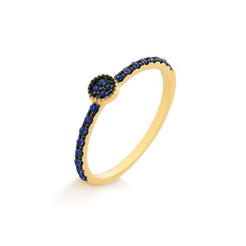 Anel Charme de Ouro Amarelo 18k com Safiras